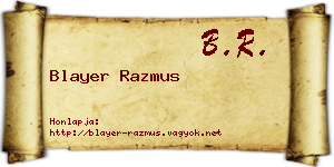 Blayer Razmus névjegykártya